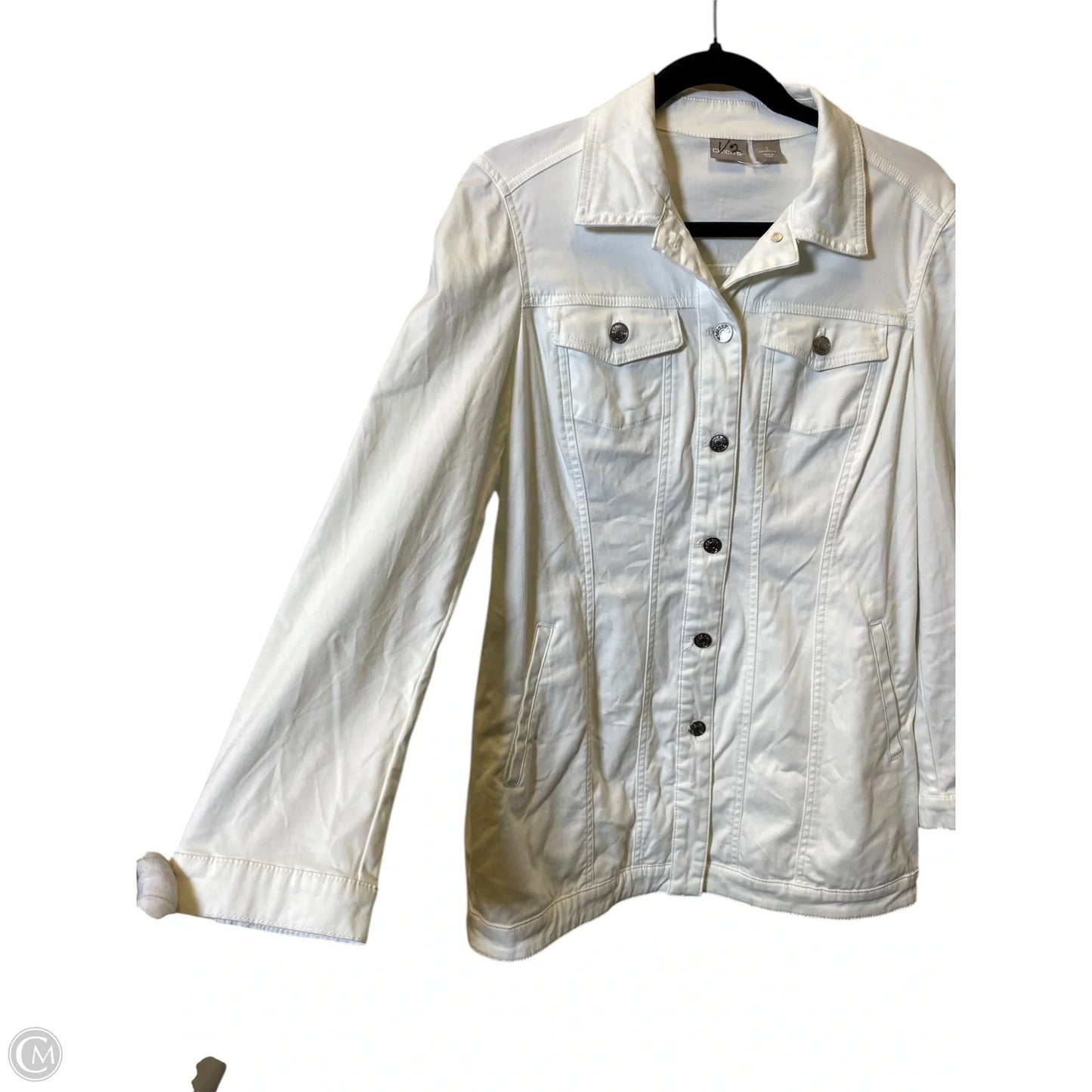Jacket Denim By Chicos In White, Size: M