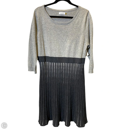 Dress Casual Midi By Calvin Klein In Grey, Size: Xl