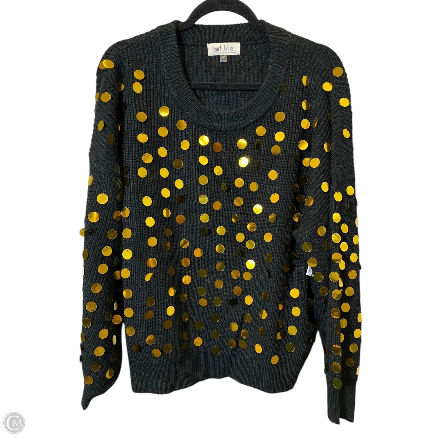 Sweater By Peach Love California In Black & Gold, Size: S