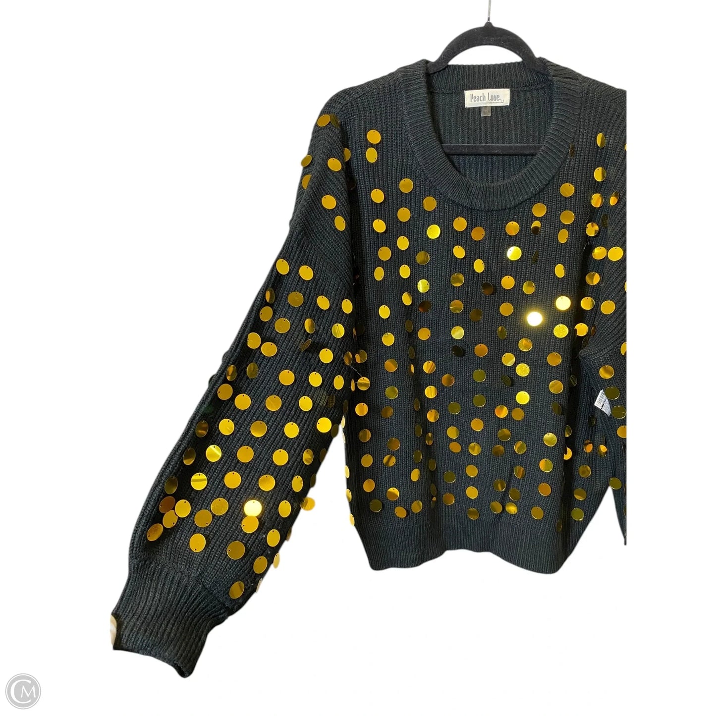 Sweater By Peach Love California In Black & Gold, Size: S
