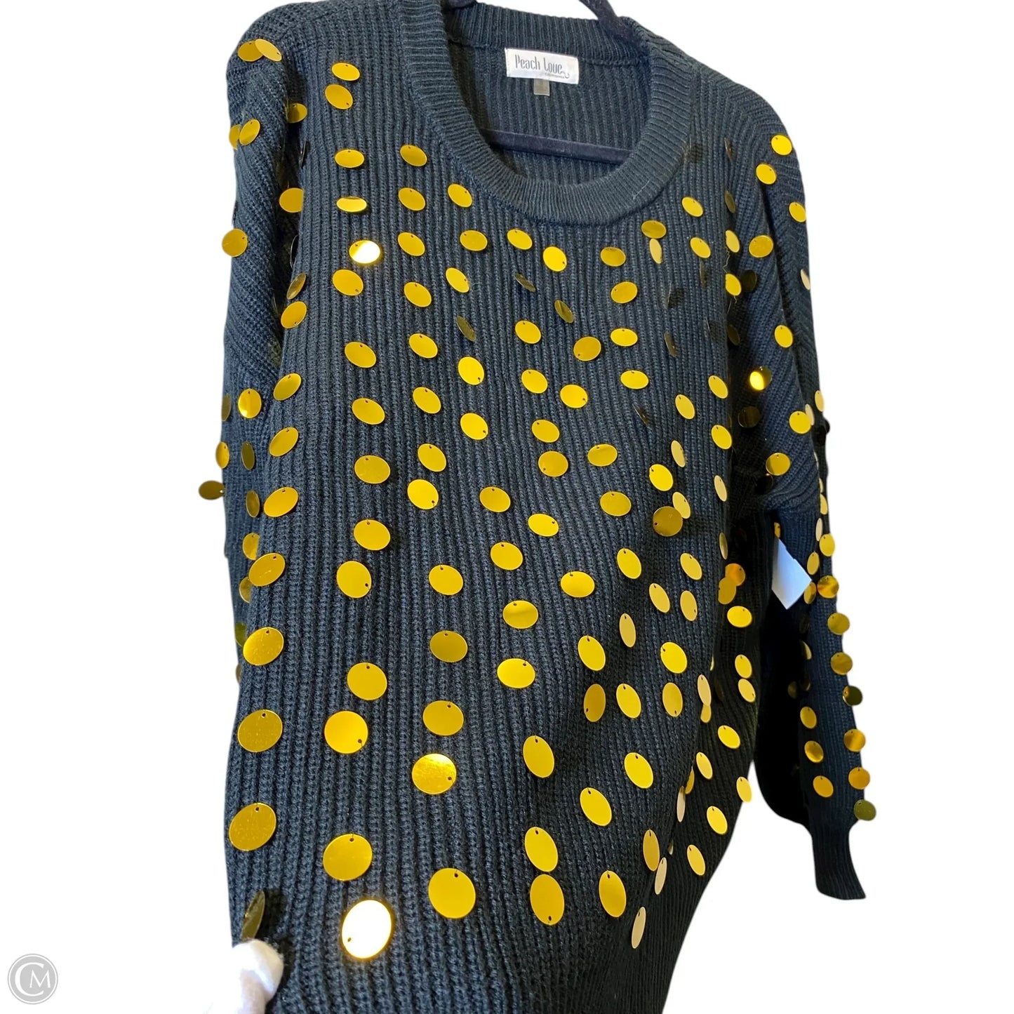Sweater By Peach Love California In Black & Gold, Size: S