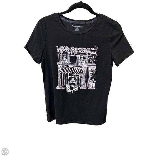 Top Short Sleeve Designer By Karl Lagerfeld In Black, Size: S