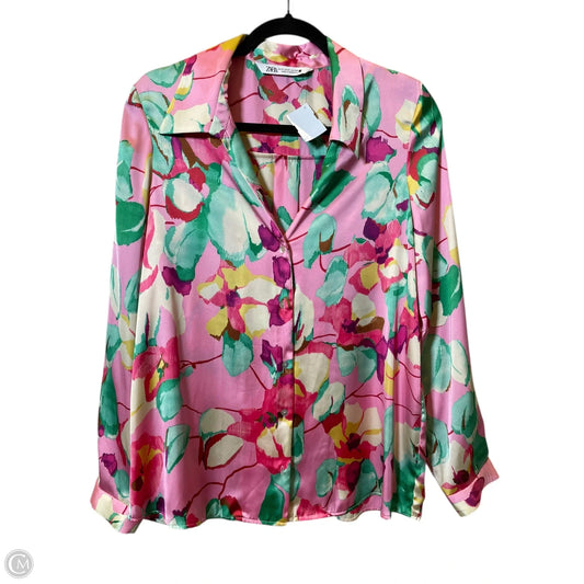 Top Long Sleeve By Zara In Multi-colored, Size: M