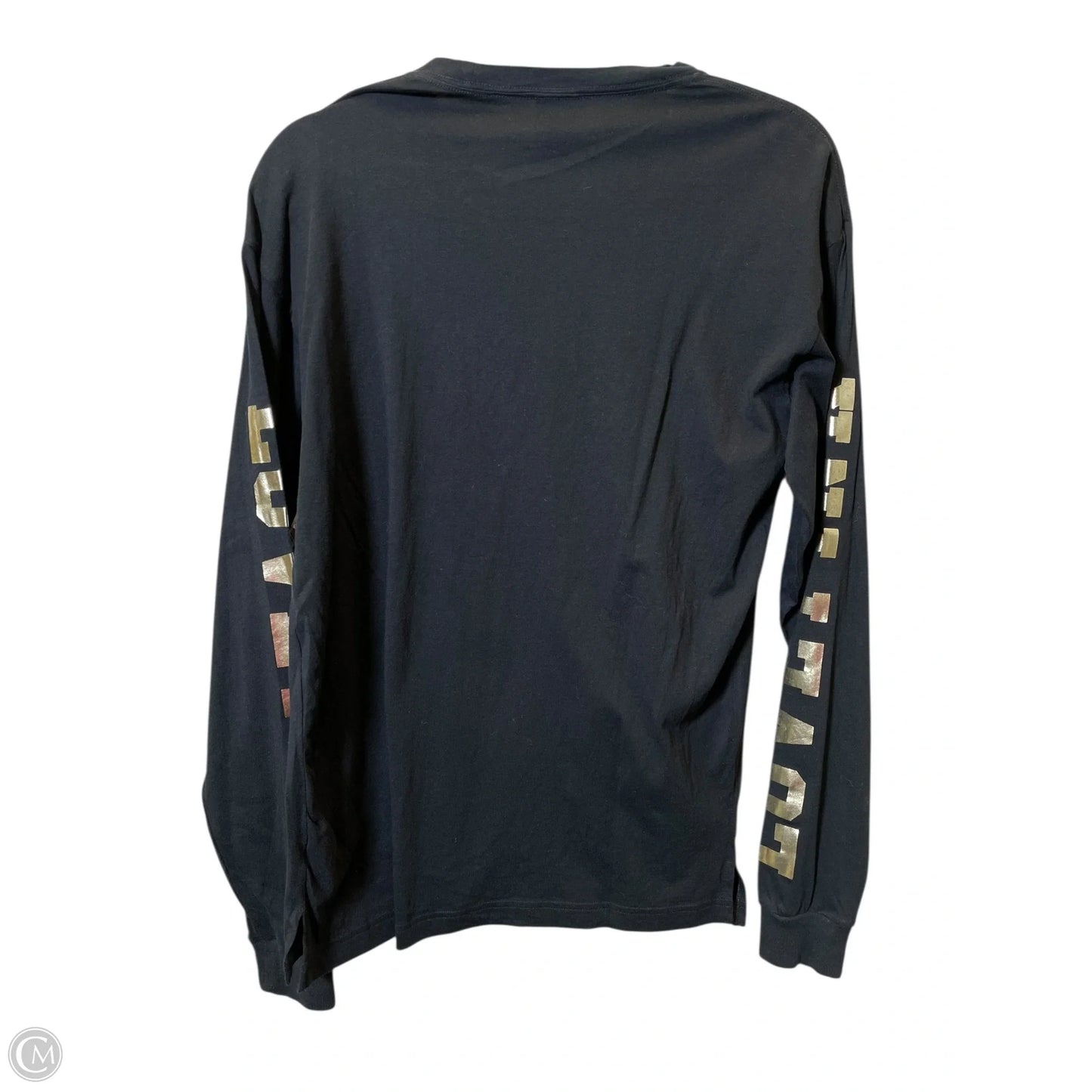 Top Long Sleeve By Pink In Black & Gold, Size: S