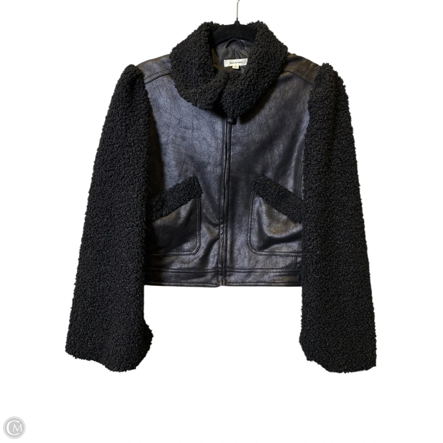 Jacket Faux Fur & Sherpa By Max Studio In Black, Size: M