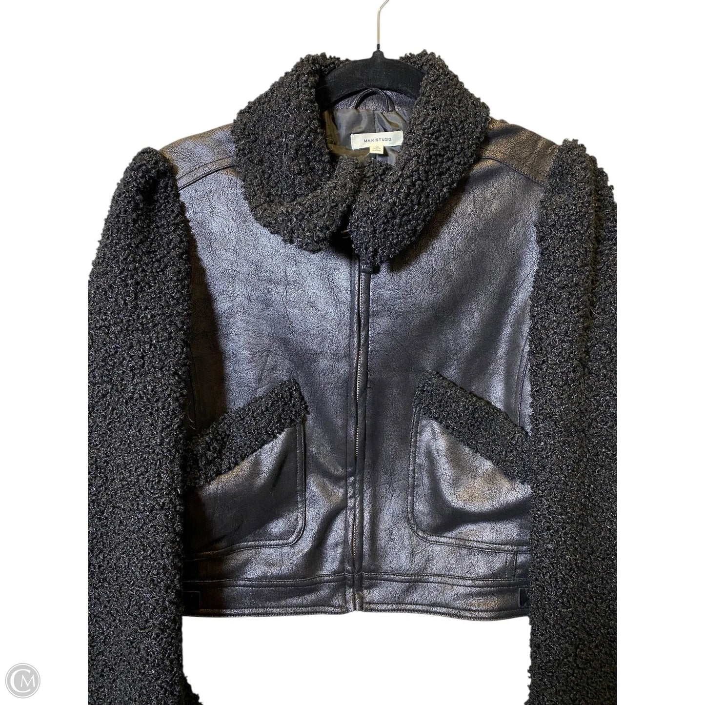 Jacket Faux Fur & Sherpa By Max Studio In Black, Size: M