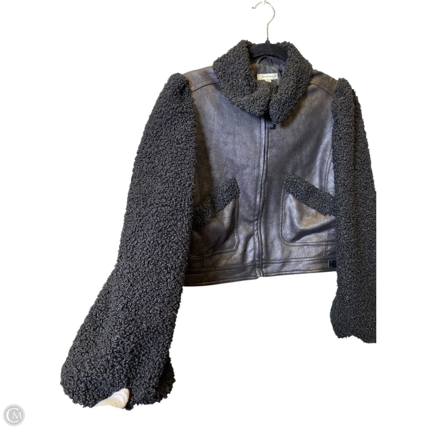 Jacket Faux Fur & Sherpa By Max Studio In Black, Size: M
