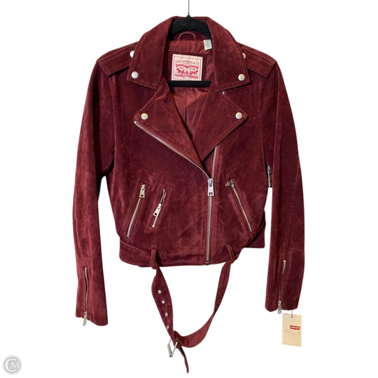 Jacket Moto By Levis In Maroon, Size: S