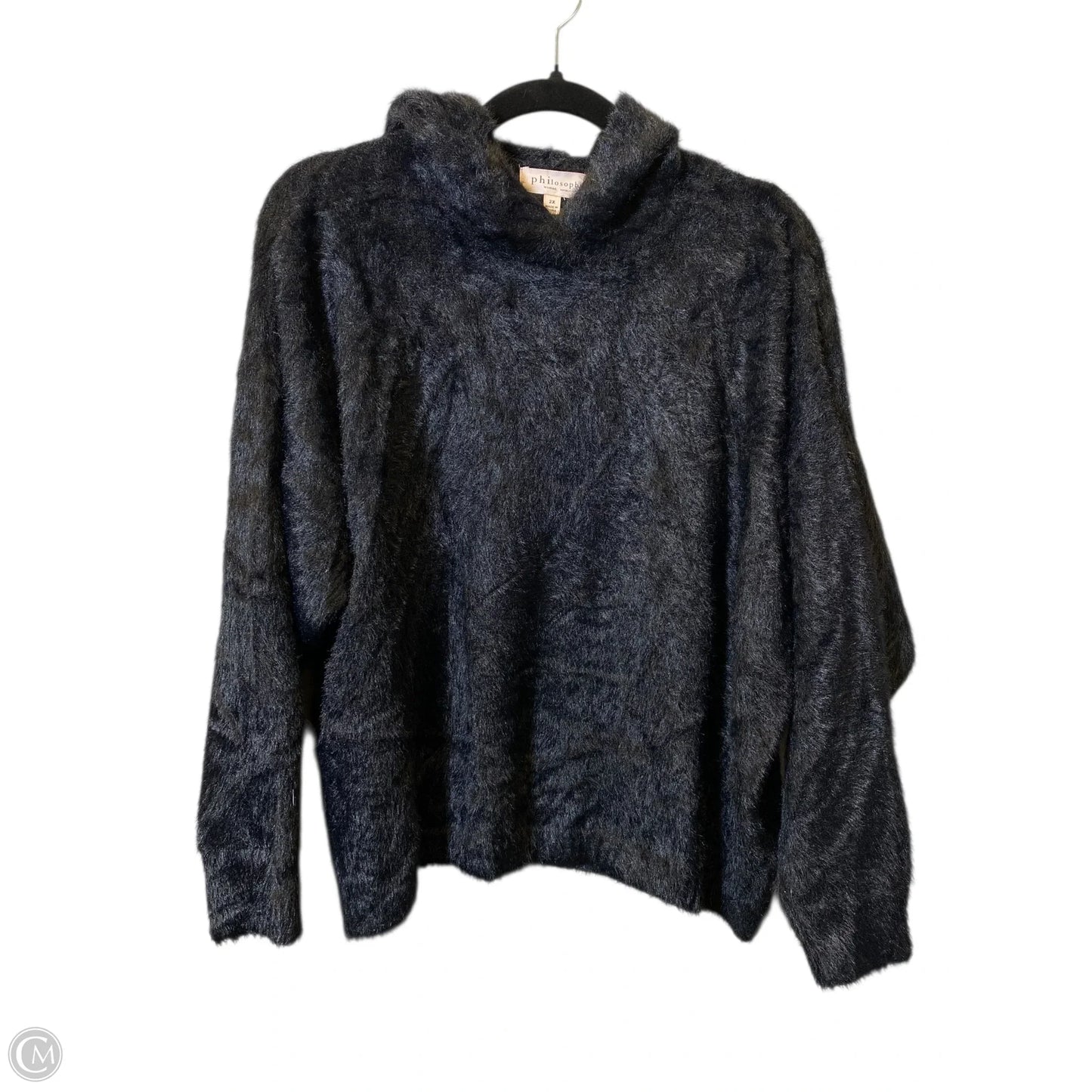 Sweatshirt Hoodie By Philosophy In Black, Size: 2x