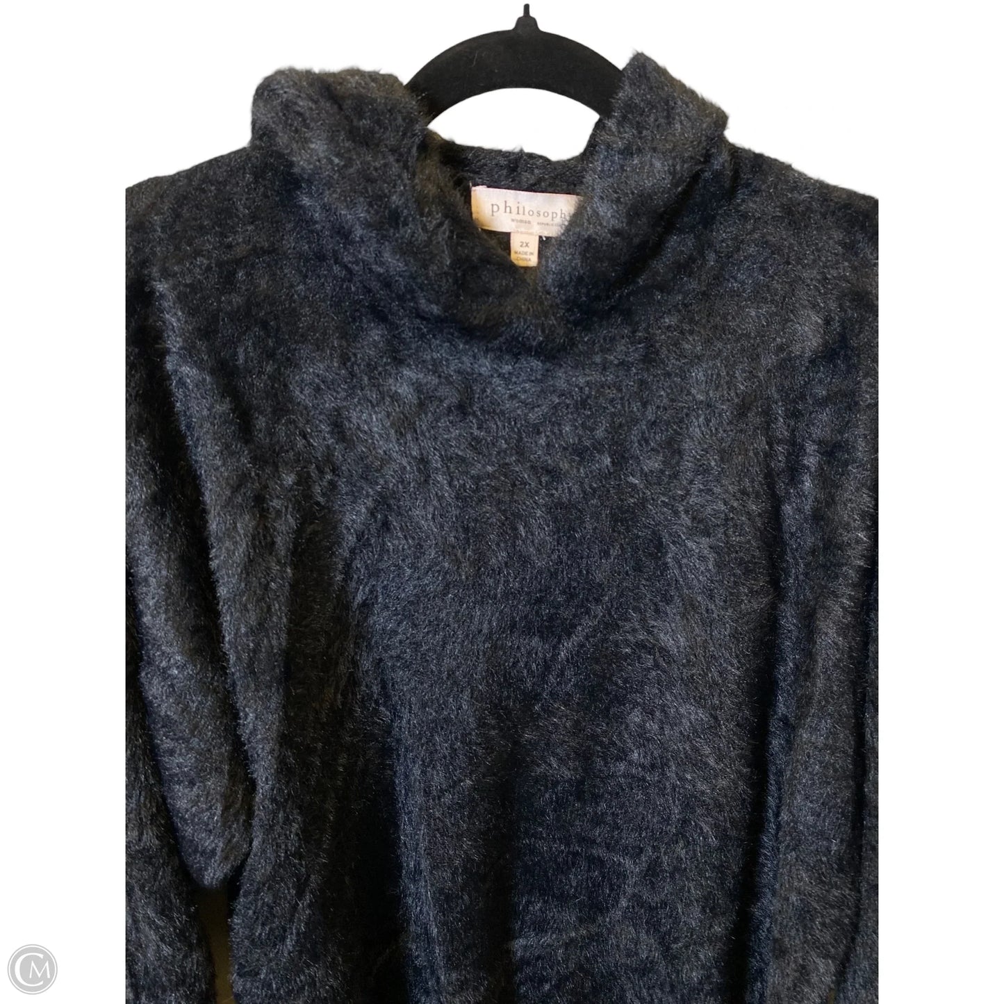 Sweatshirt Hoodie By Philosophy In Black, Size: 2x