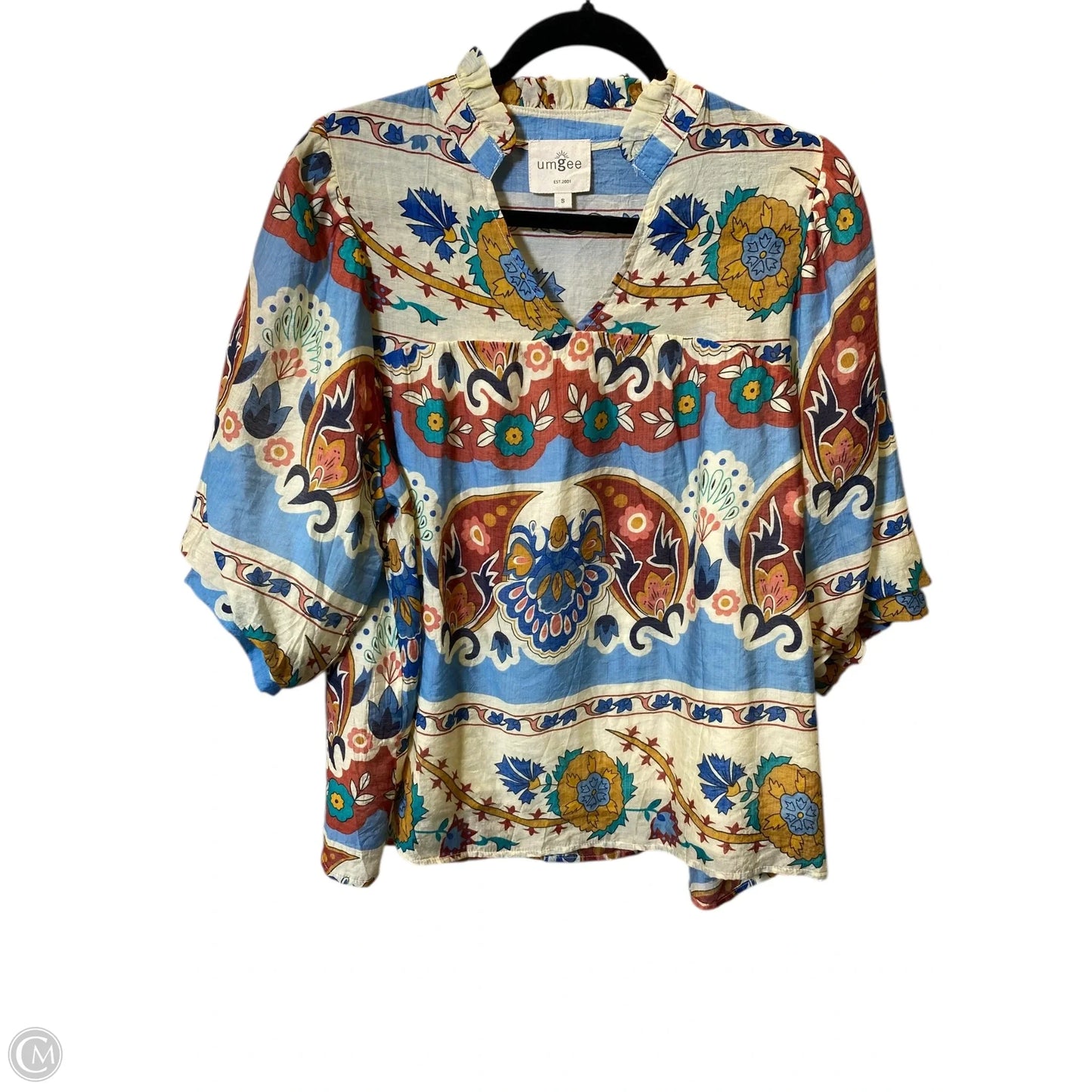 Top 3/4 Sleeve By Umgee In Multi-colored, Size: S