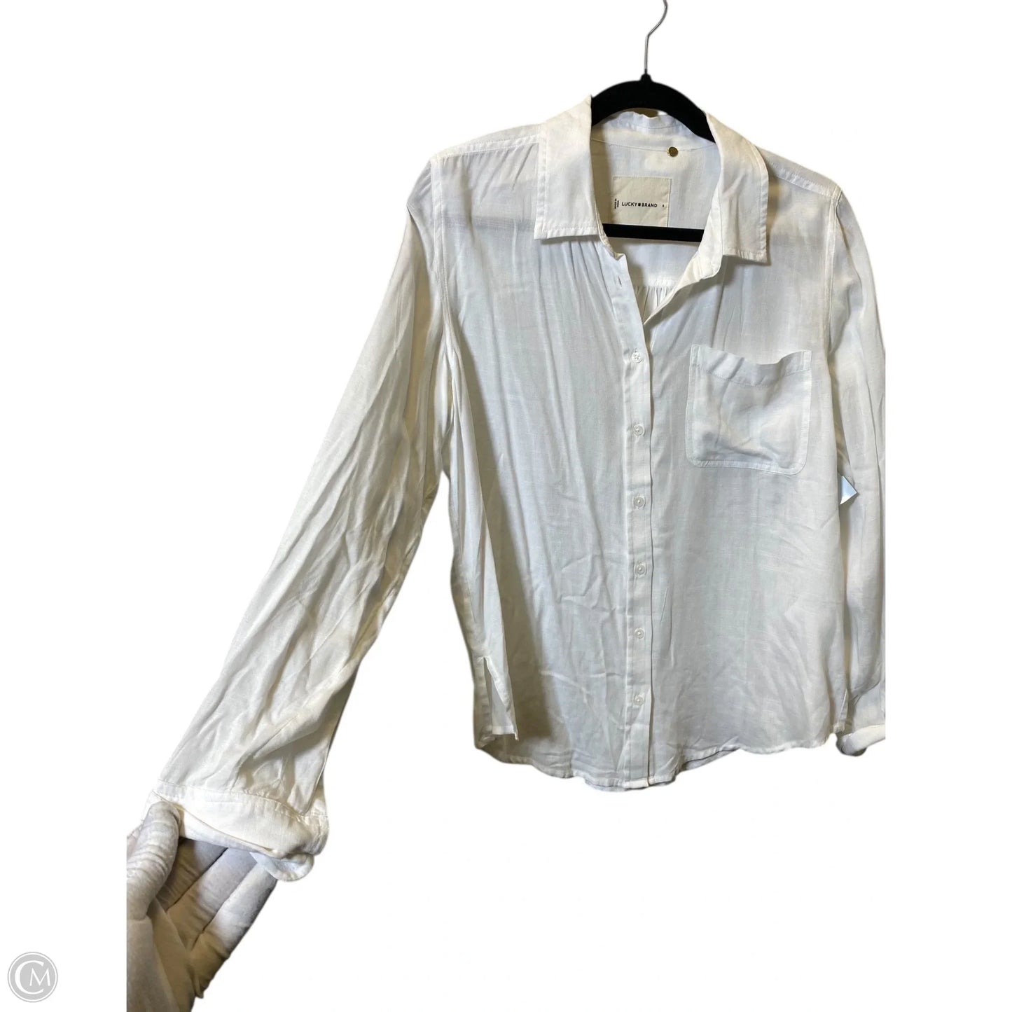 Top Long Sleeve By Lucky Brand In White, Size: S