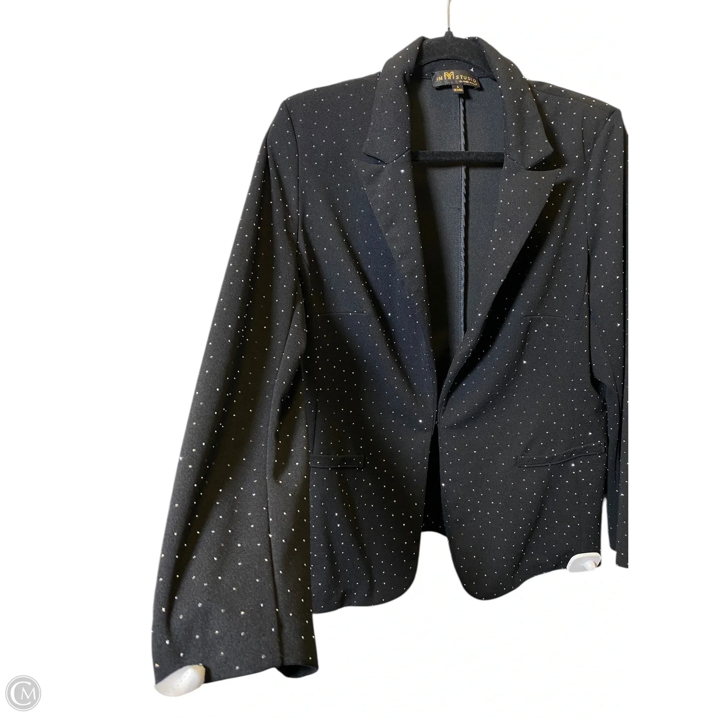 Blazer By Clothes Mentor In Black & Silver, Size: L