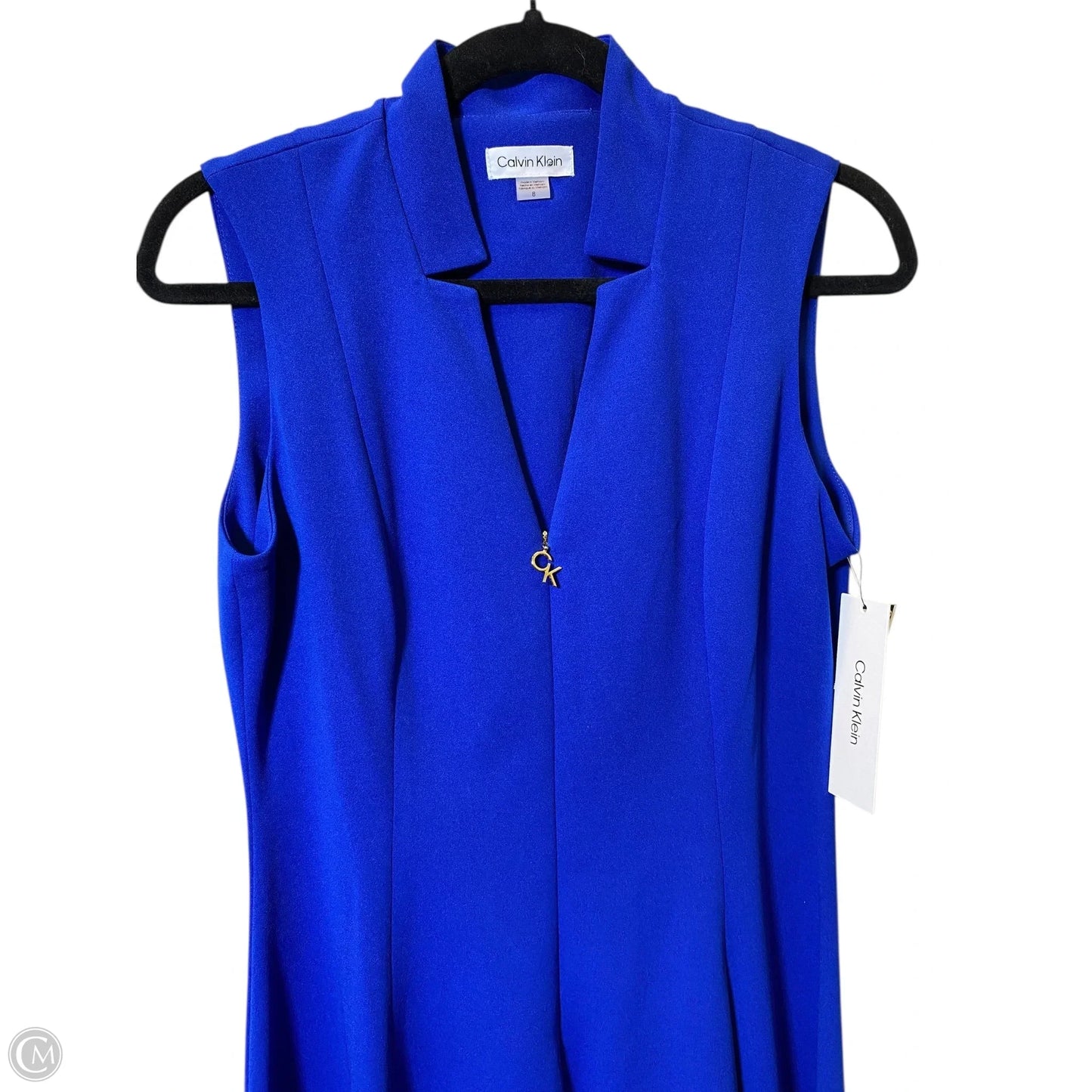 Dress Casual Midi By Calvin Klein In Blue, Size: 8