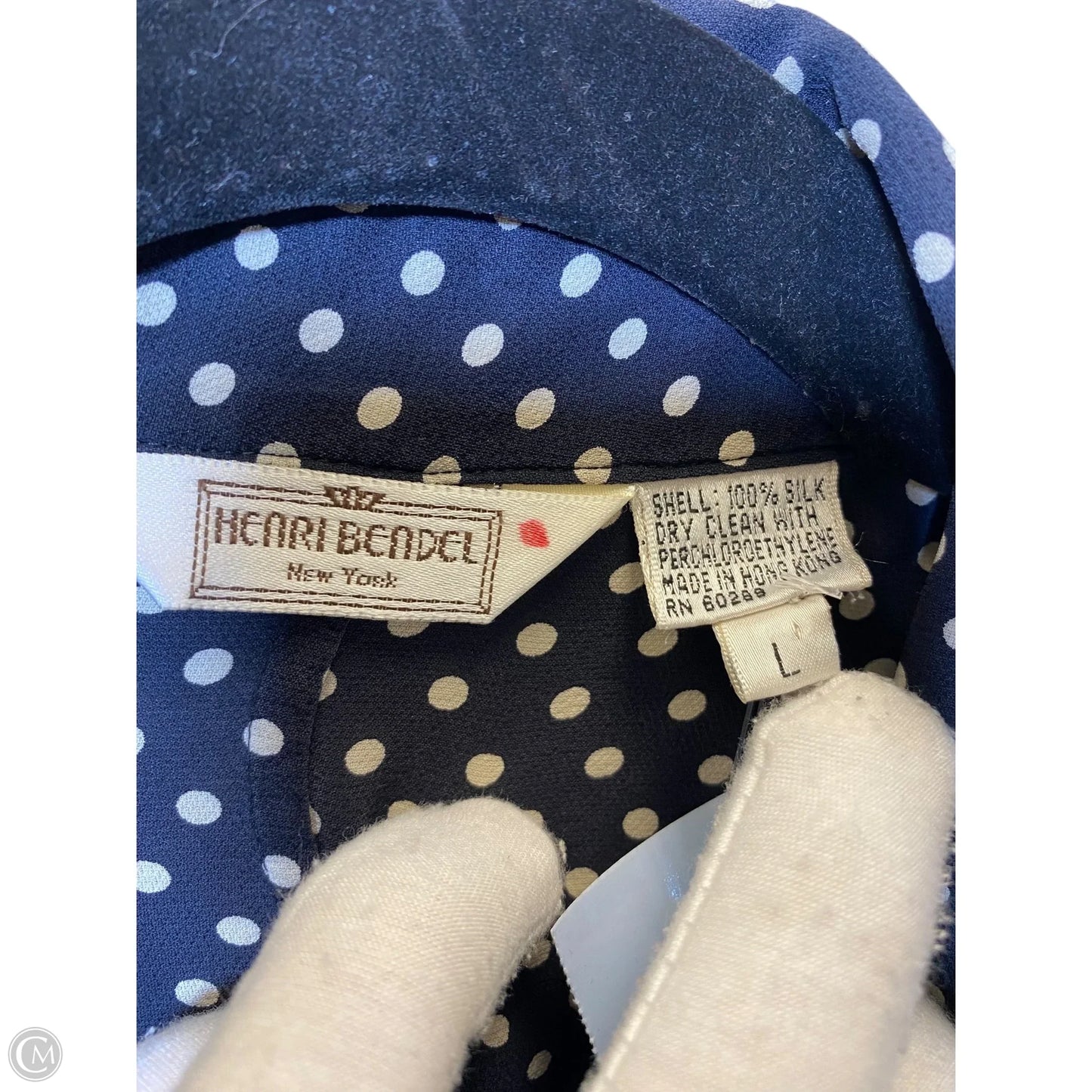 Top Long Sleeve By Henri Bendel In Polkadot Pattern, Size: L