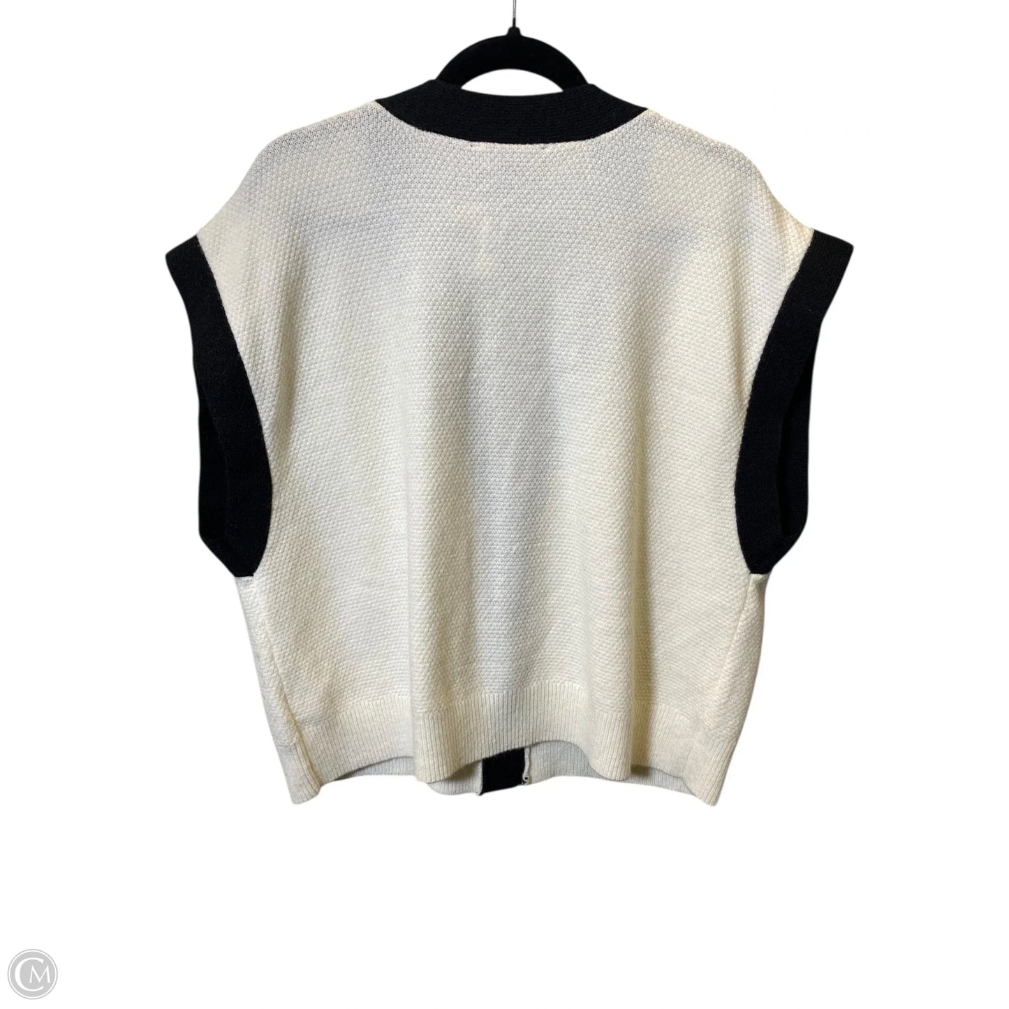 Vest Sweater By Ellen Tracy In Black & Cream, Size: L