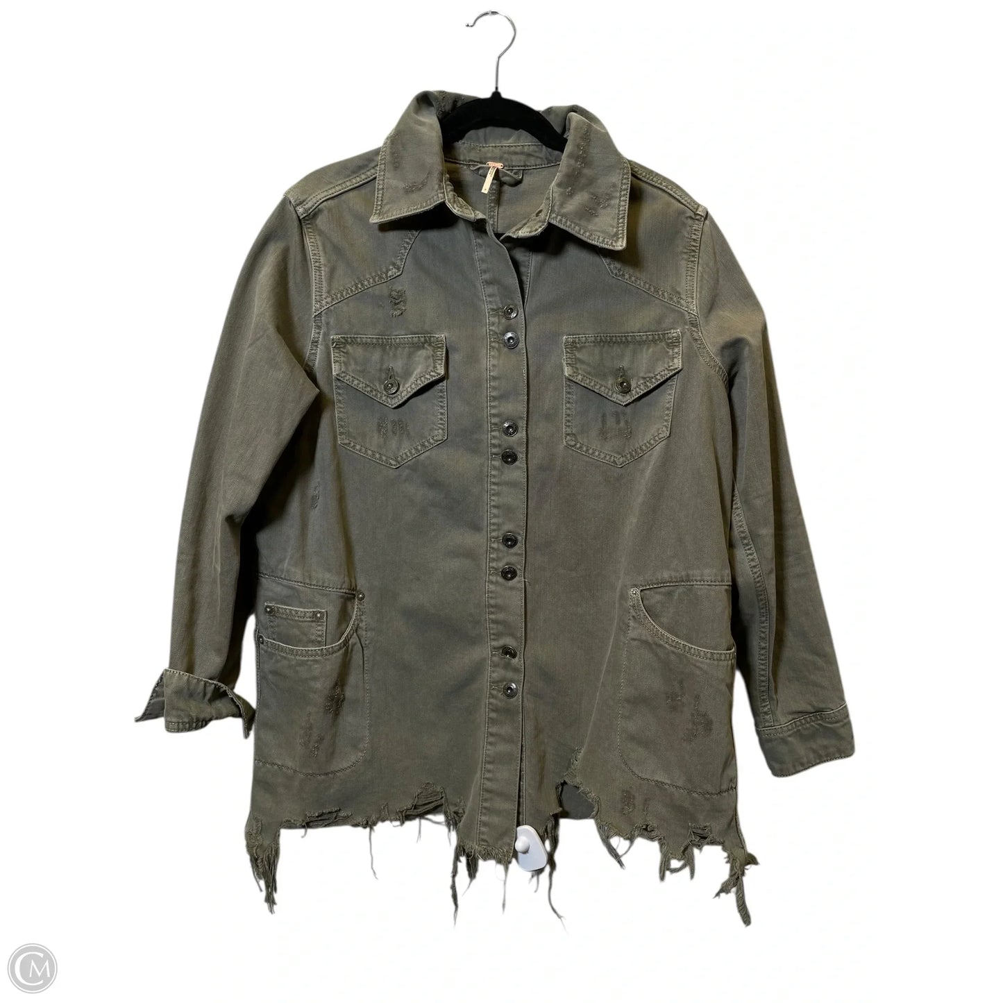Jacket Denim By Free People In Green, Size: S