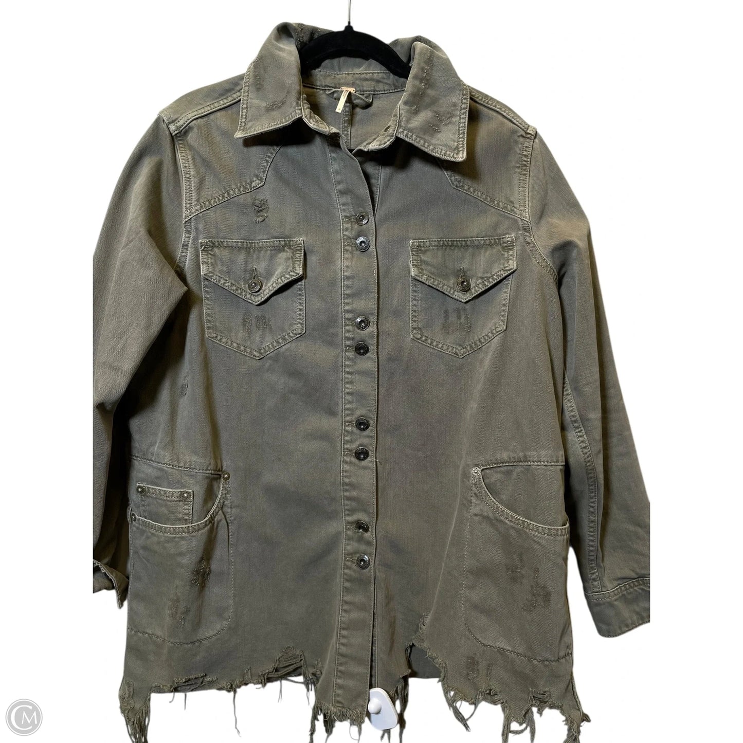 Jacket Denim By Free People In Green, Size: S