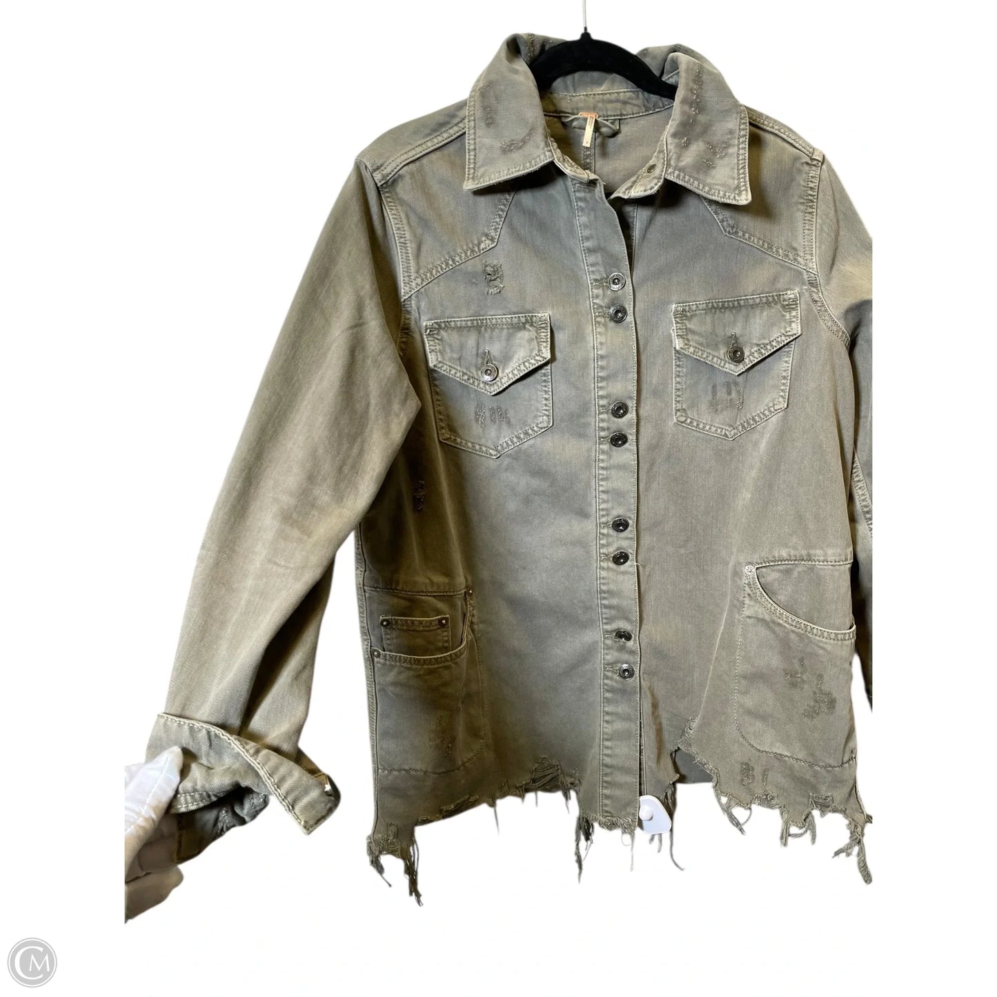 Jacket Denim By Free People In Green, Size: S