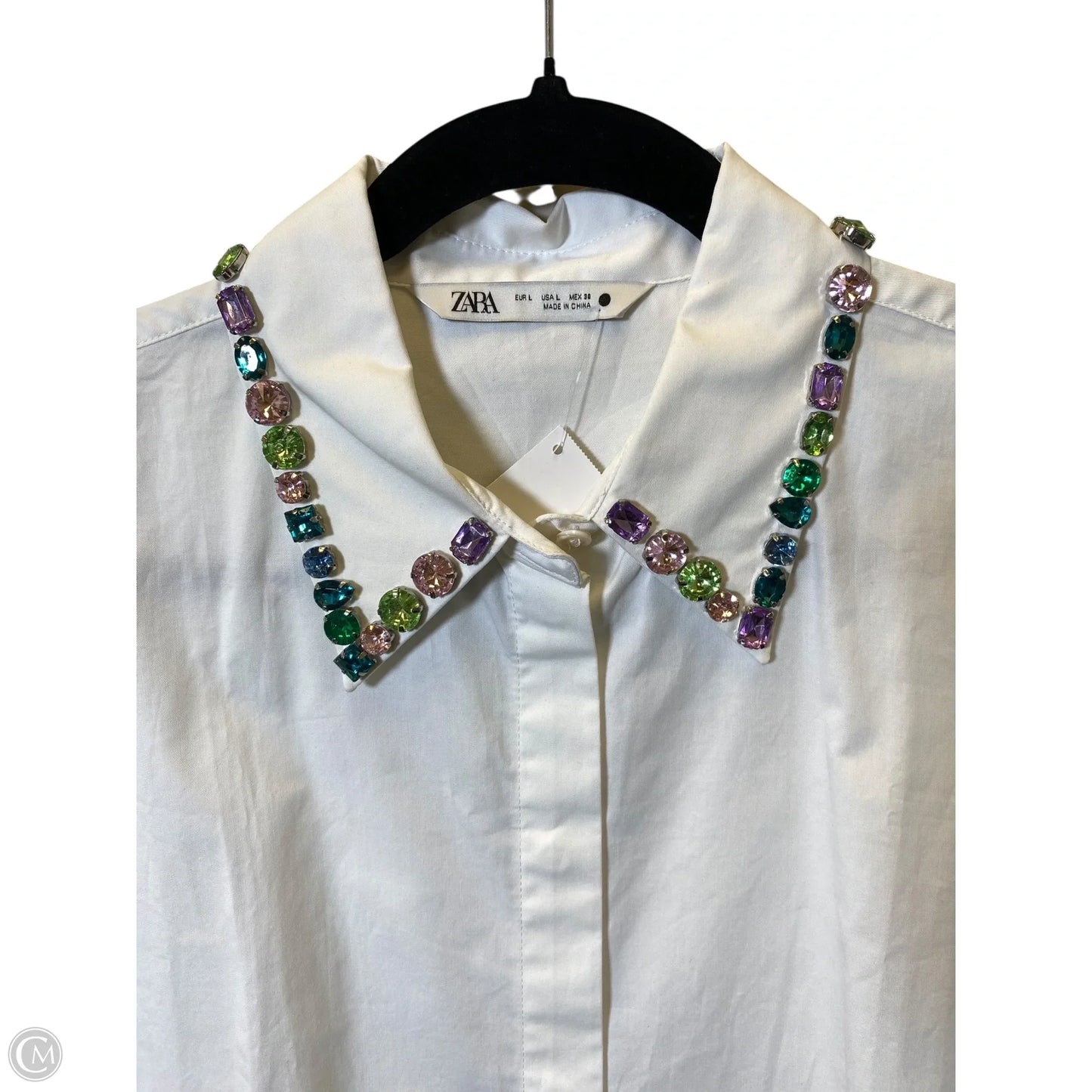 Blouse Long Sleeve By Zara In White, Size: L