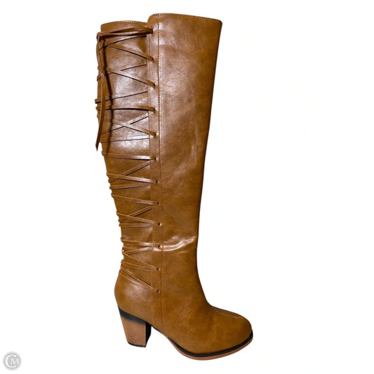Boots Knee Heels By Venus In Brown, Size: 8