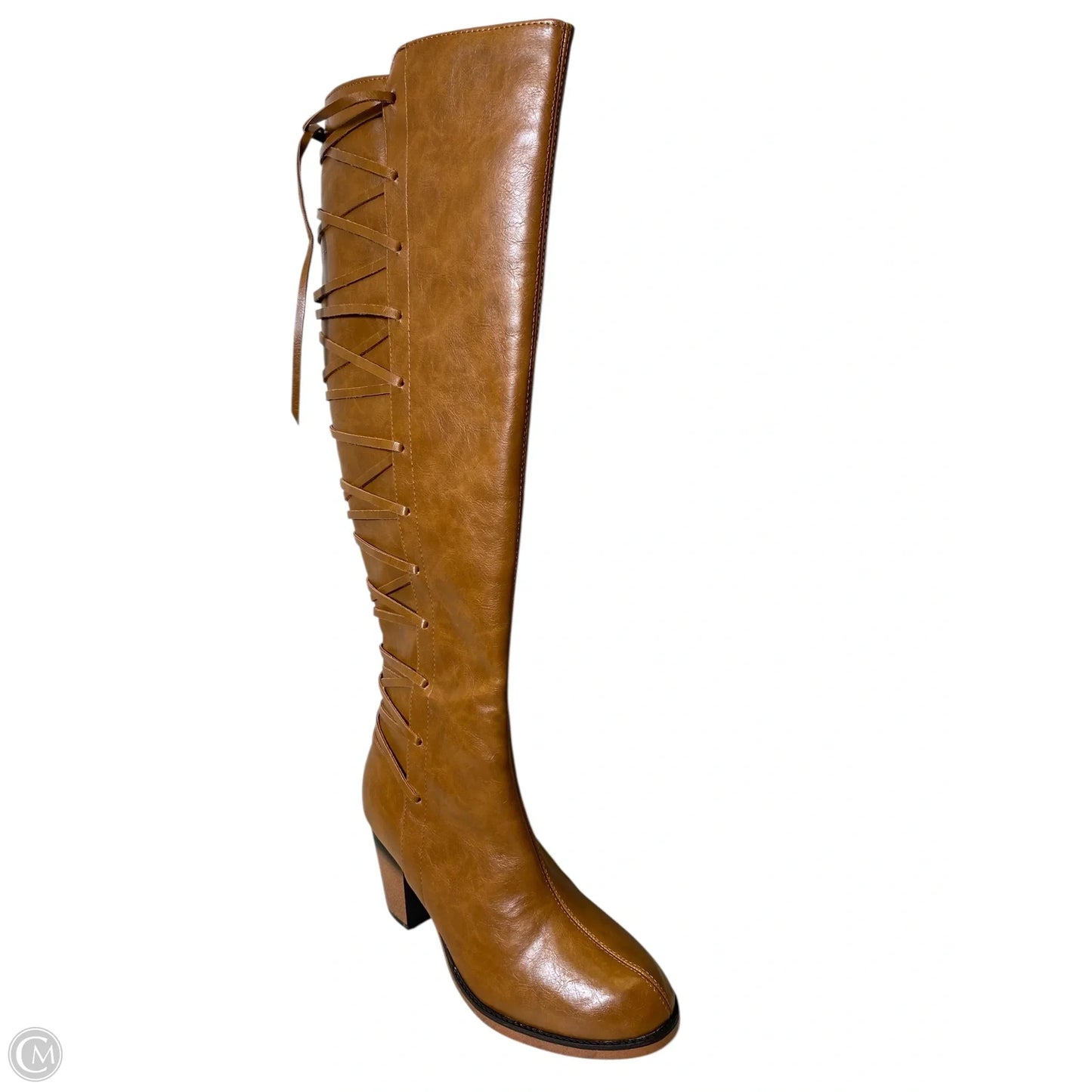 Boots Knee Heels By Venus In Brown, Size: 8