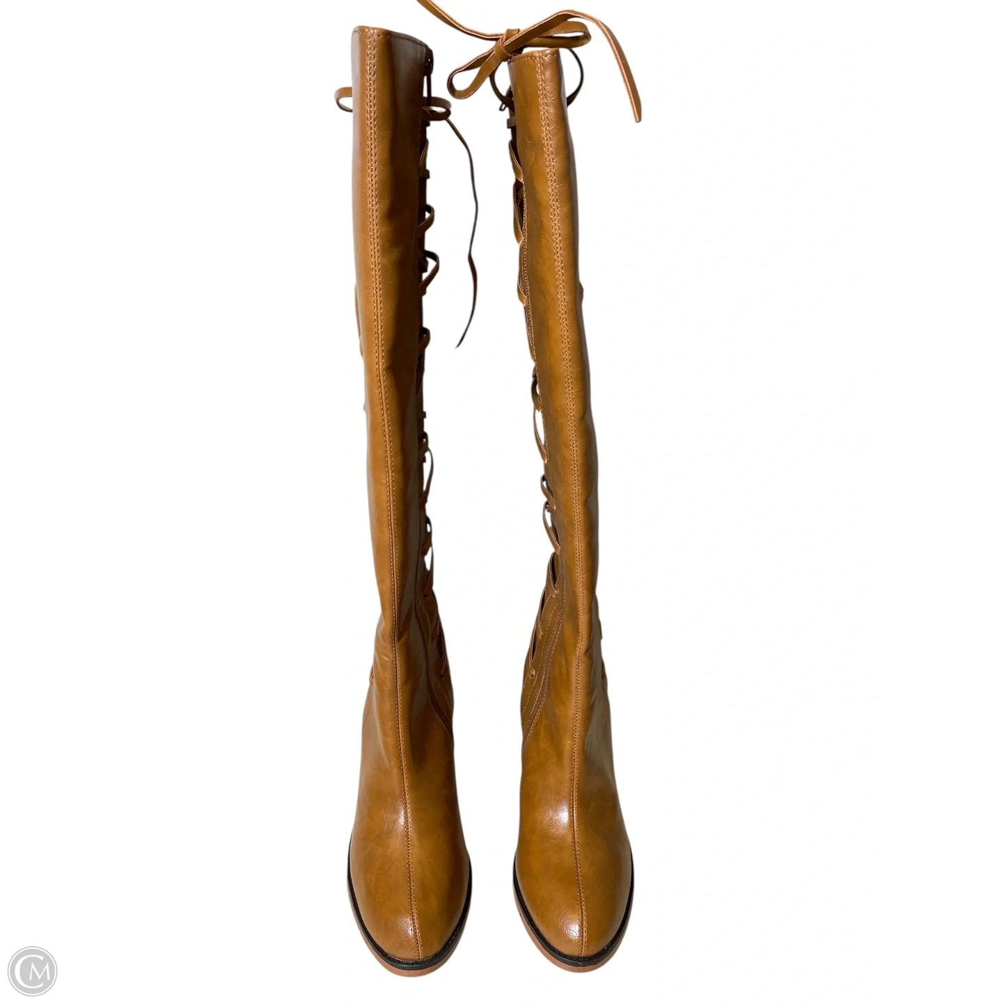 Boots Knee Heels By Venus In Brown, Size: 8