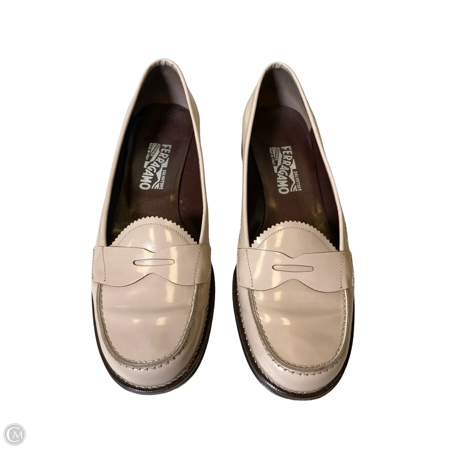 Shoes Luxury Designer By Ferragamo In Beige, Size: 10