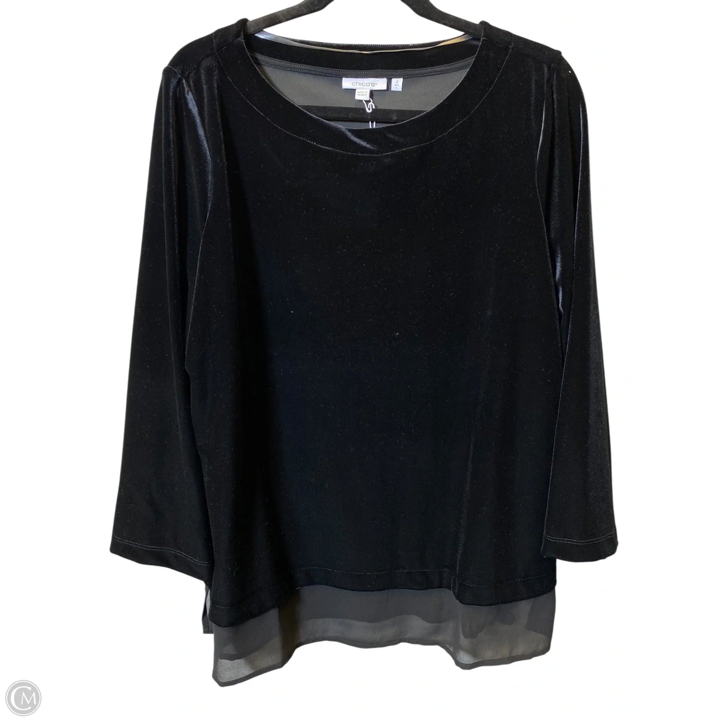 Top Long Sleeve By Chicos In Black, Size: L