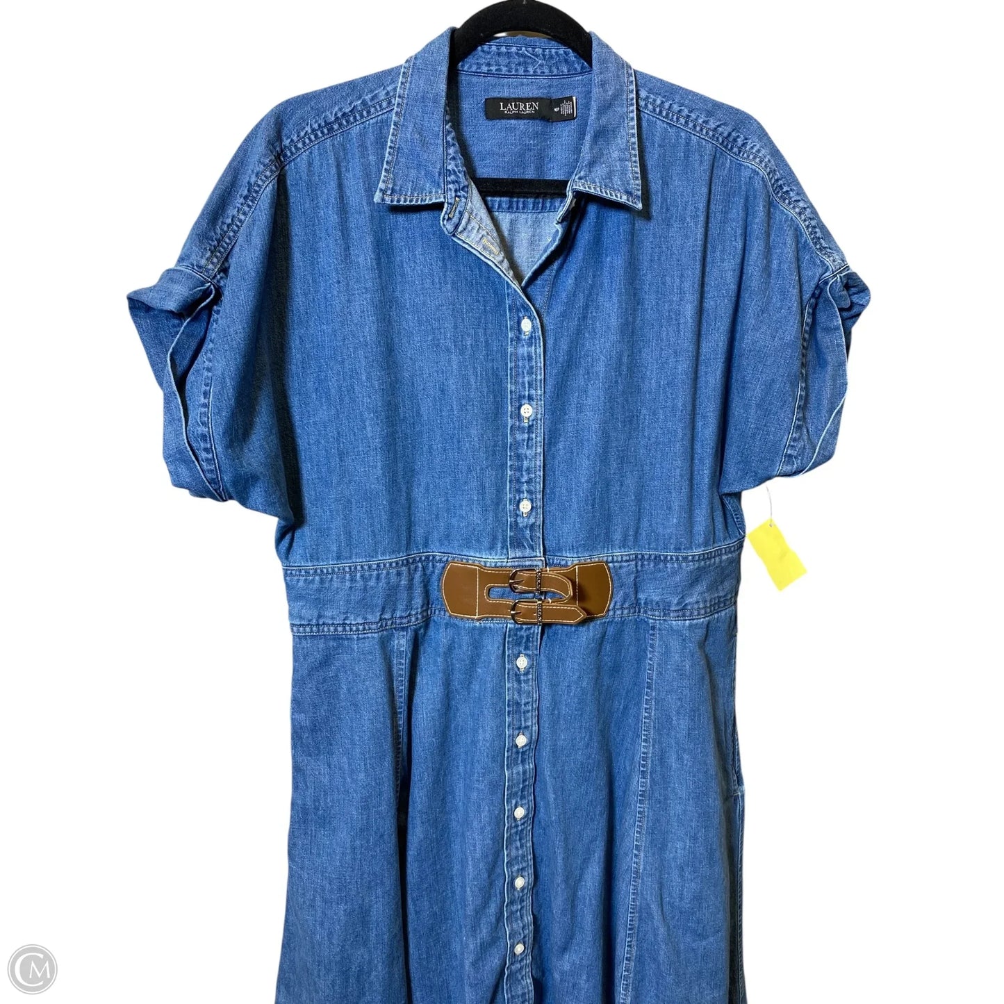 Dress Casual Midi By Lauren By Ralph Lauren In Blue Denim, Size: 16