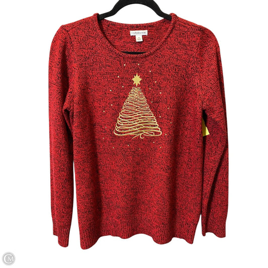 Sweater By Croft And Barrow In Gold & Red, Size: M