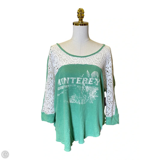 Top Long Sleeve By We The Free In Green & White, Size: L