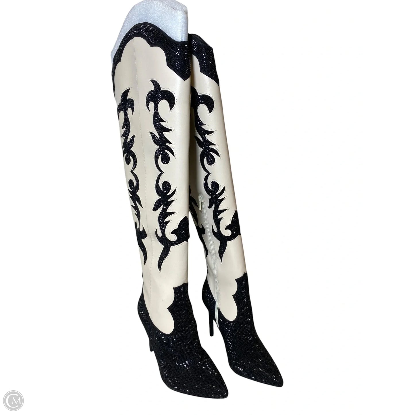 Boots Western By Inc In Black & Cream, Size: 7.5