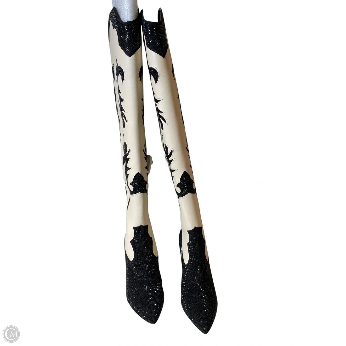 Boots Western By Inc In Black & Cream, Size: 7.5