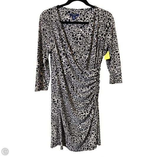 Dress Casual Midi By Chaps In Black & Cream, Size: L