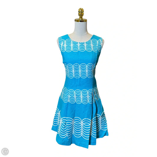 Dress Casual Midi By Taylor In Blue & White, Size: 14