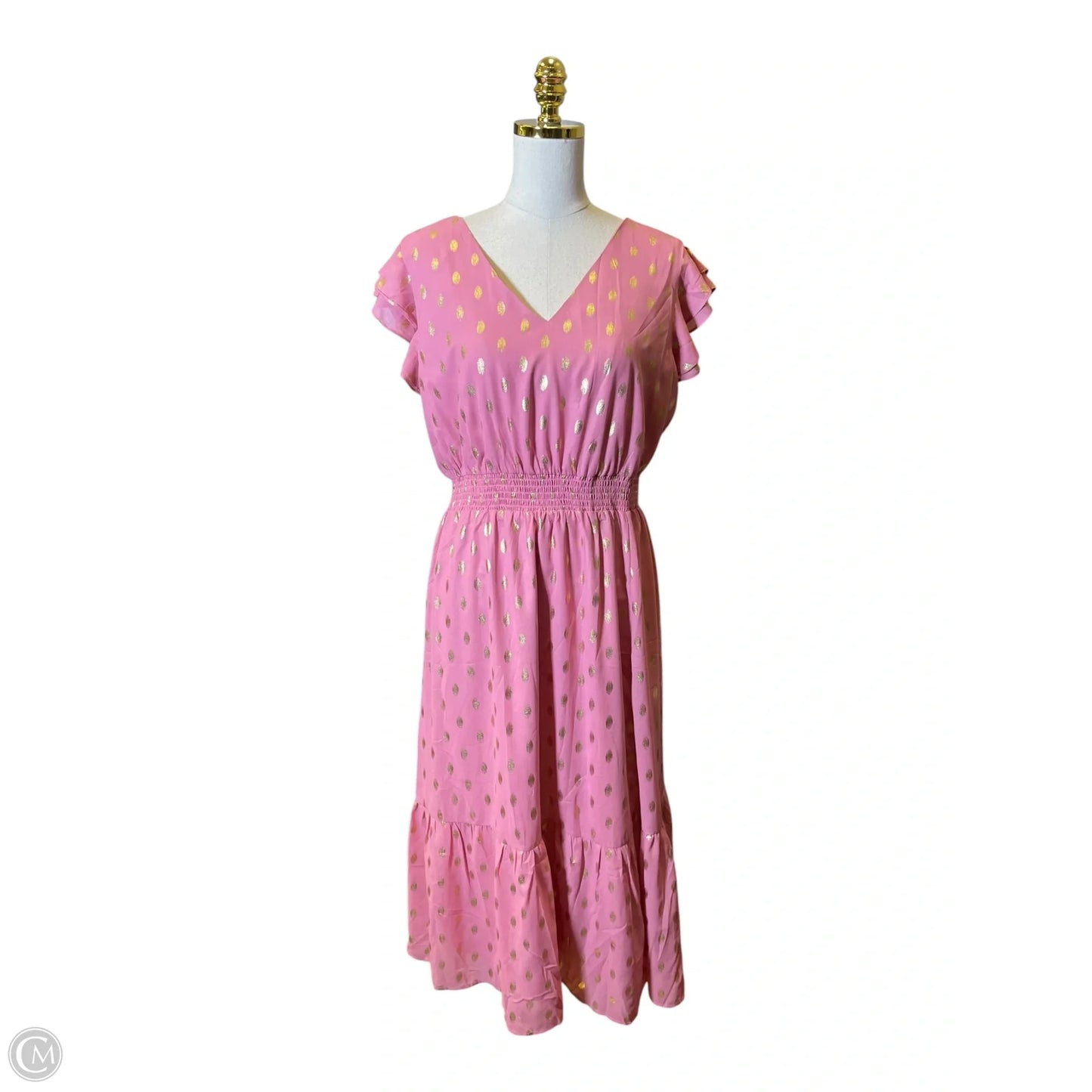 Dress Casual Midi By Grace Karin In Gold & Pink, Size: L