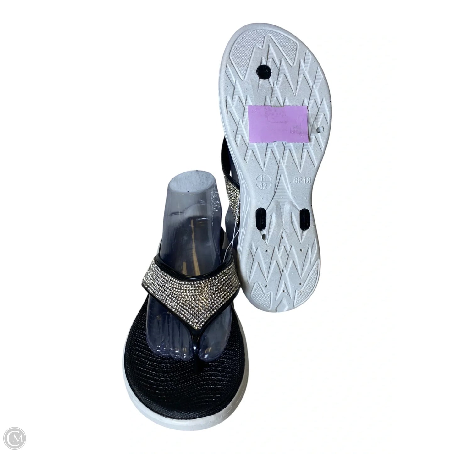 Sandals Flats By Capelli In Black & Silver, Size: 11