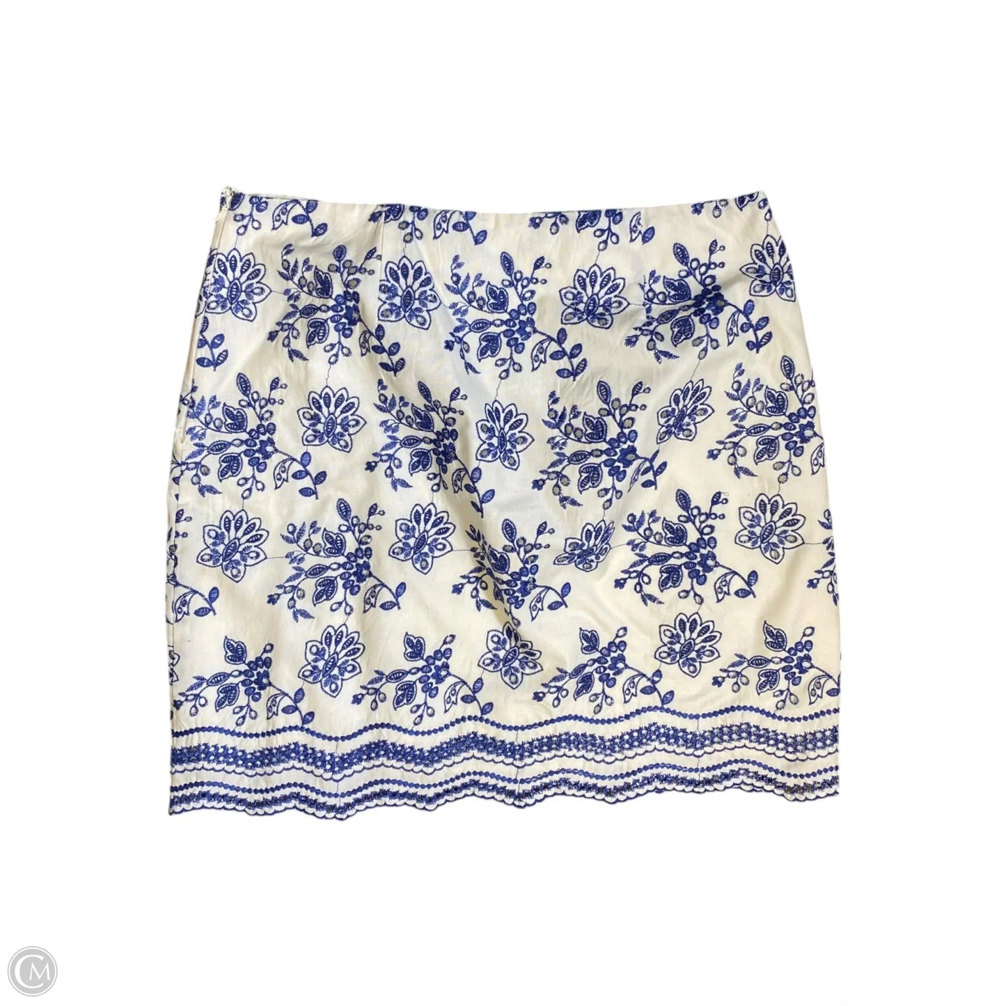 Skirt Midi By Loft In Blue & White, Size: 10