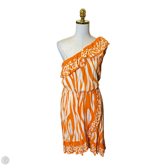 Dress Casual Midi By Clothes Mentor In Orange & White, Size: S