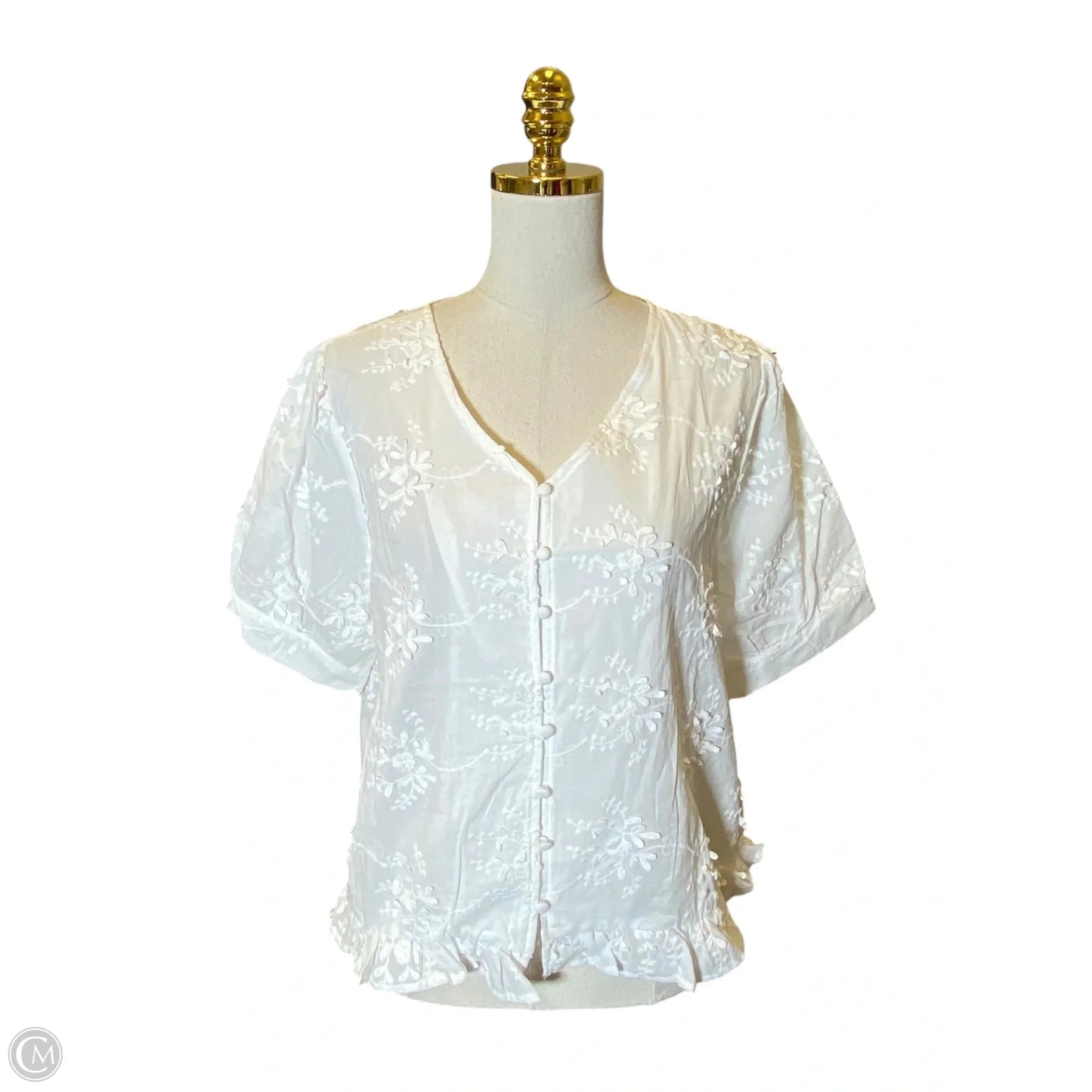 Top Short Sleeve By Clothes Mentor In White, Size: L