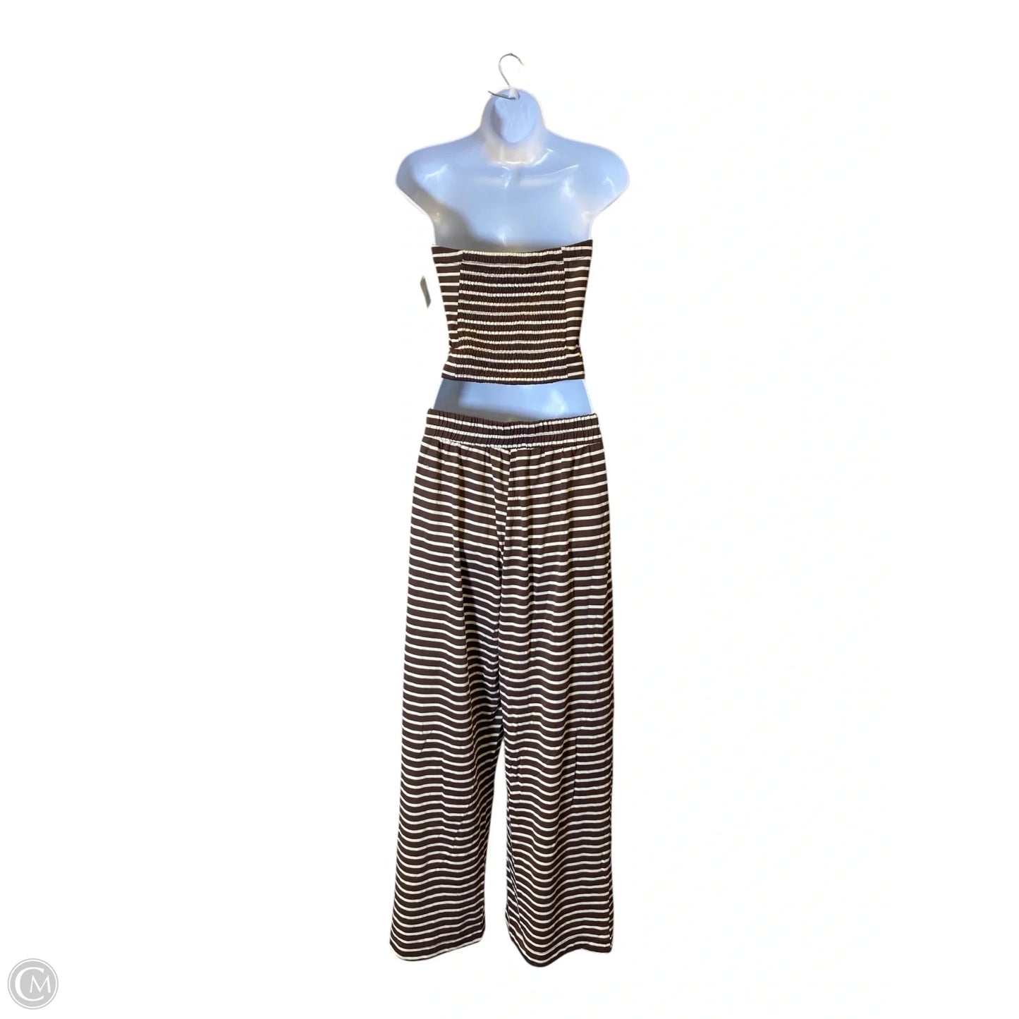 Top 2pc Sleeveless By Bluivy In Brown & Cream, Size: S