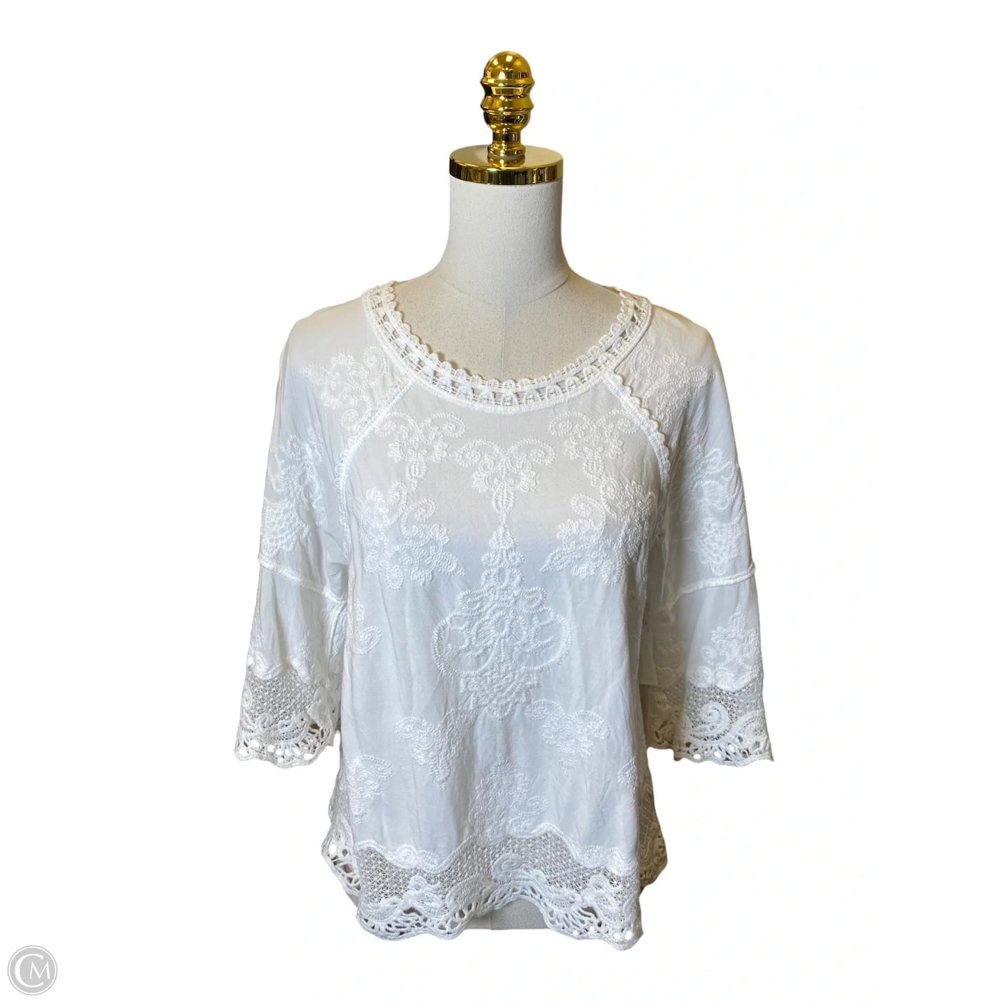 Top 3/4 Sleeve By Democracy In White, Size: S
