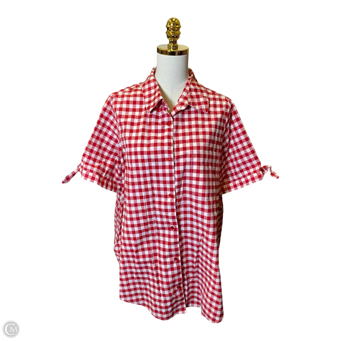 Top Short Sleeve By Romans In Plaid Pattern, Size: 18