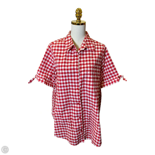 Top Short Sleeve By Romans In Plaid Pattern, Size: 18
