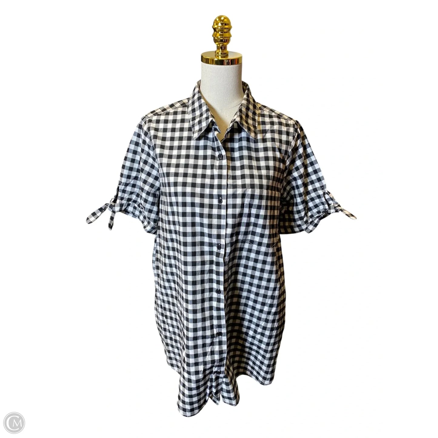 Top Short Sleeve By Romans In Plaid Pattern, Size: 18
