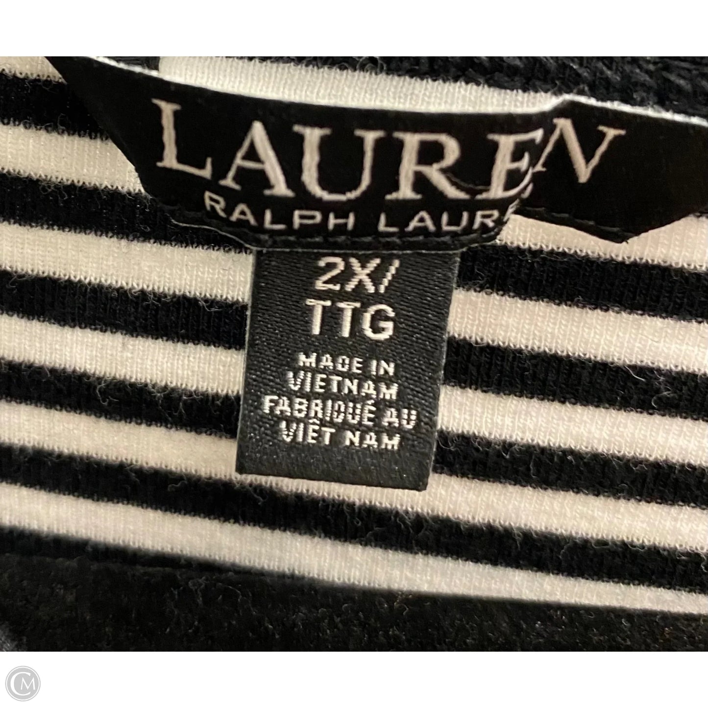 Top Short Sleeve By Lauren By Ralph Lauren In Striped Pattern, Size: 2x