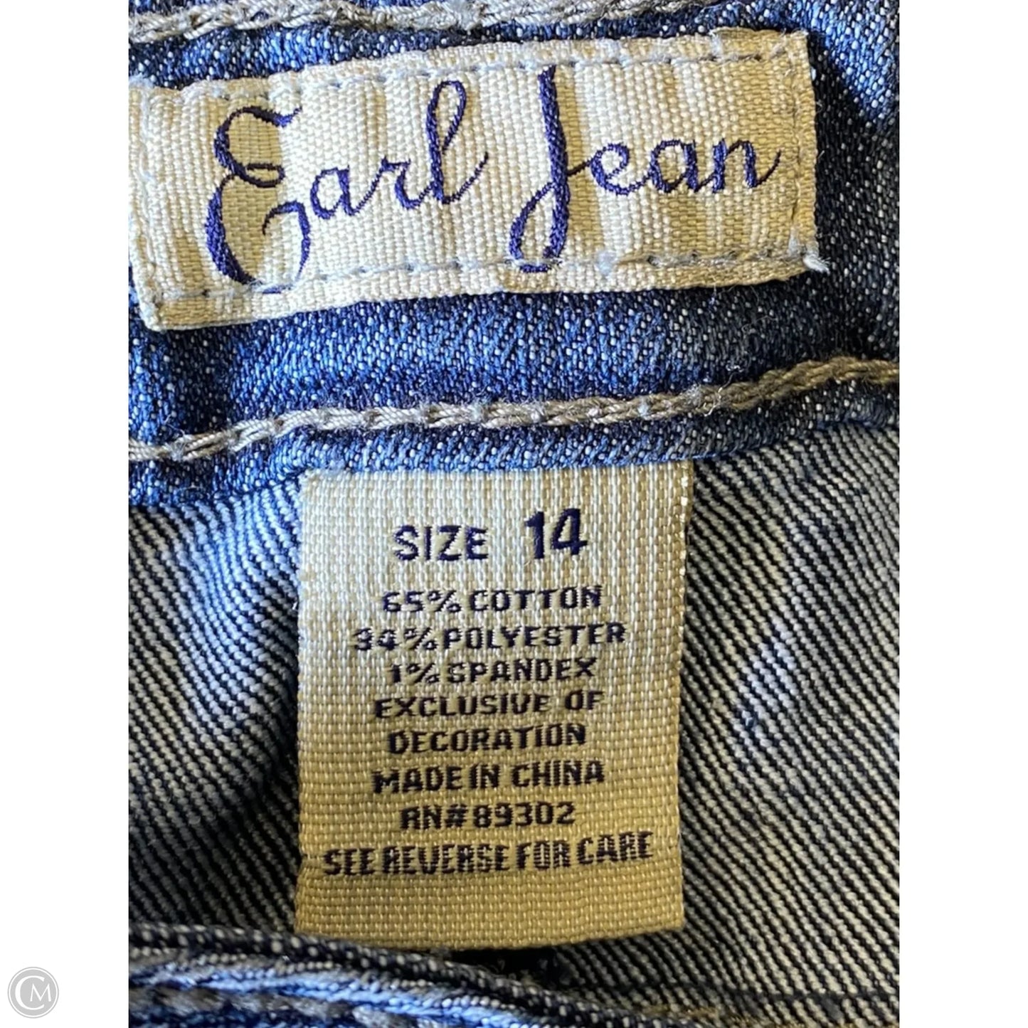 Jeans Straight By Earl Jean In Blue Denim, Size: 14