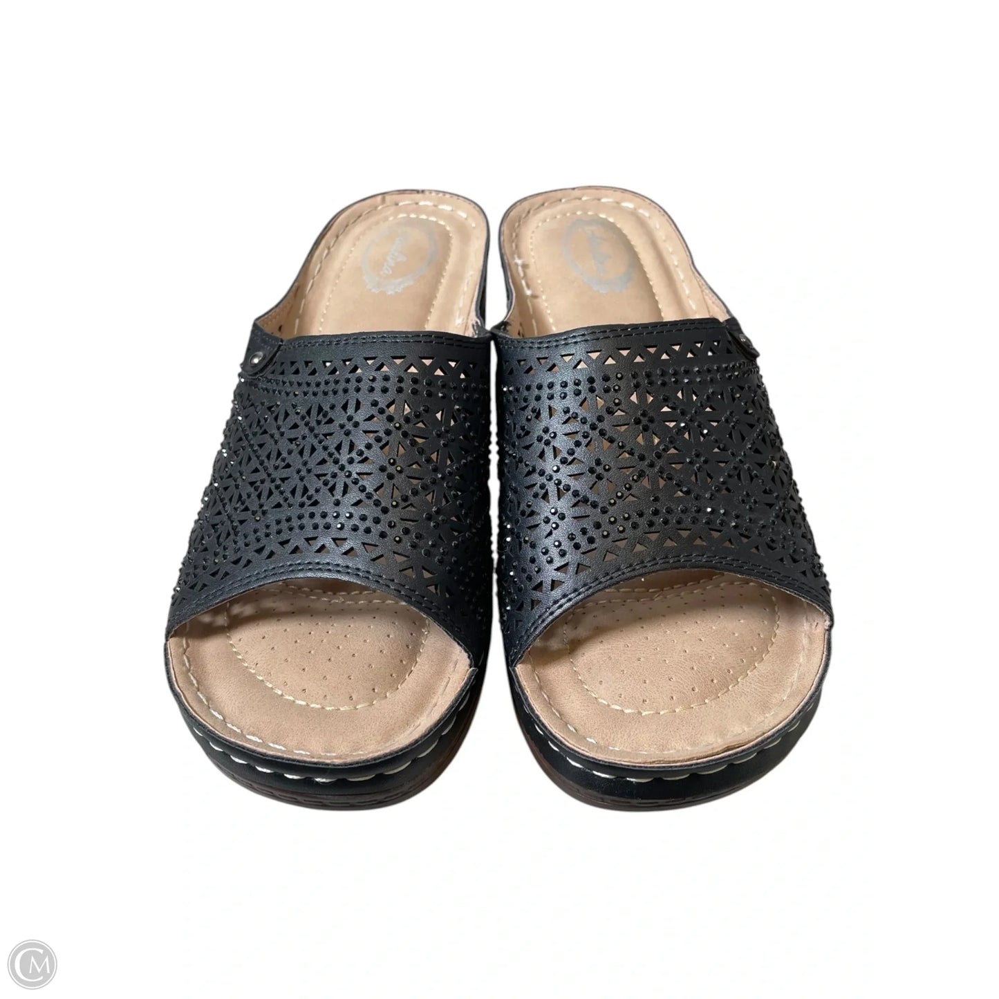 Sandals Heels Block By Clothes Mentor In Black, Size: 8