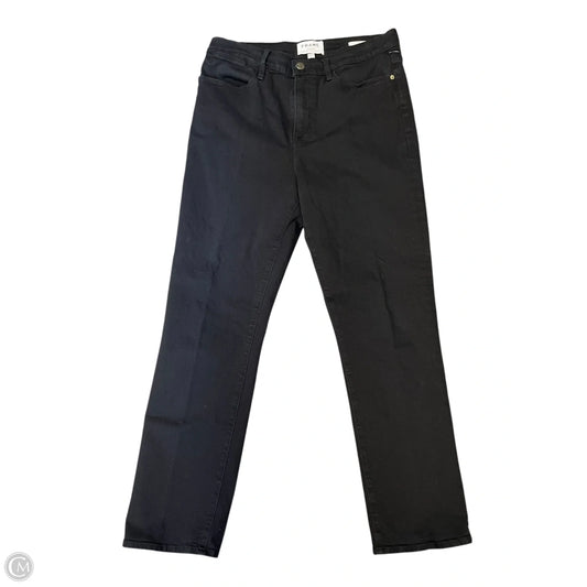 Jeans Straight By Frame In Black Denim, Size: 8